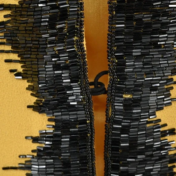 Vtg Nolan Miller Wool Beaded Jacket Tank Set Size 8 Yellow Retro Glam Hong Kong - Picture 9 of 16